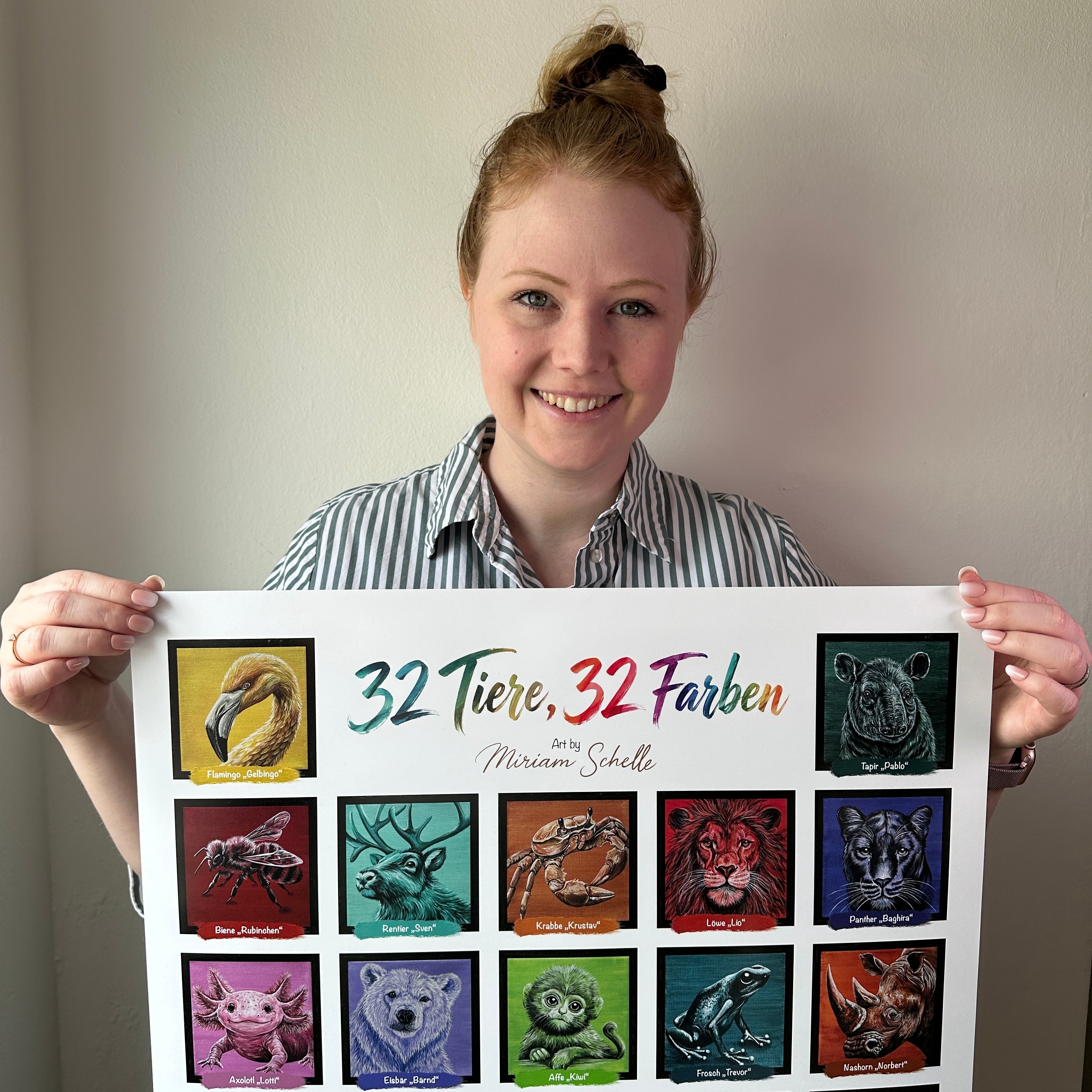 Poster 32 Tiere 32 Farben 50x70cm - ohne Rahmen