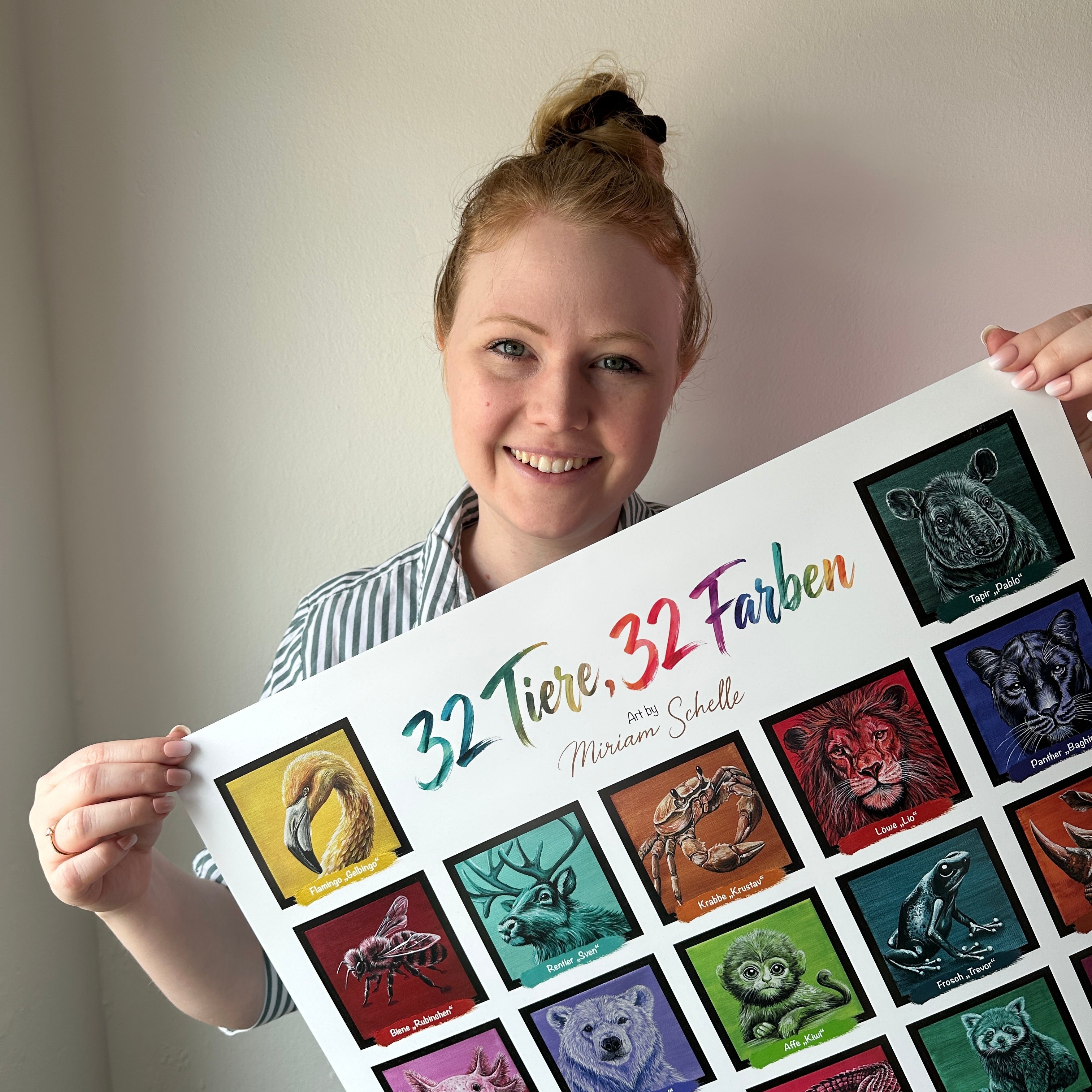 Poster 32 Tiere 32 Farben 50x70cm - ohne Rahmen
